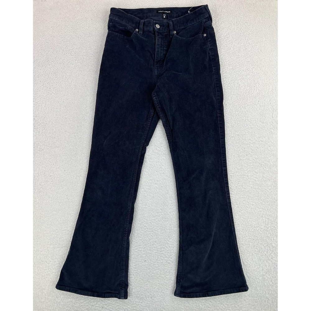 Lucky Brand Pants Womens 10 Black Corduroy Stevie High Rise Flare Stretch